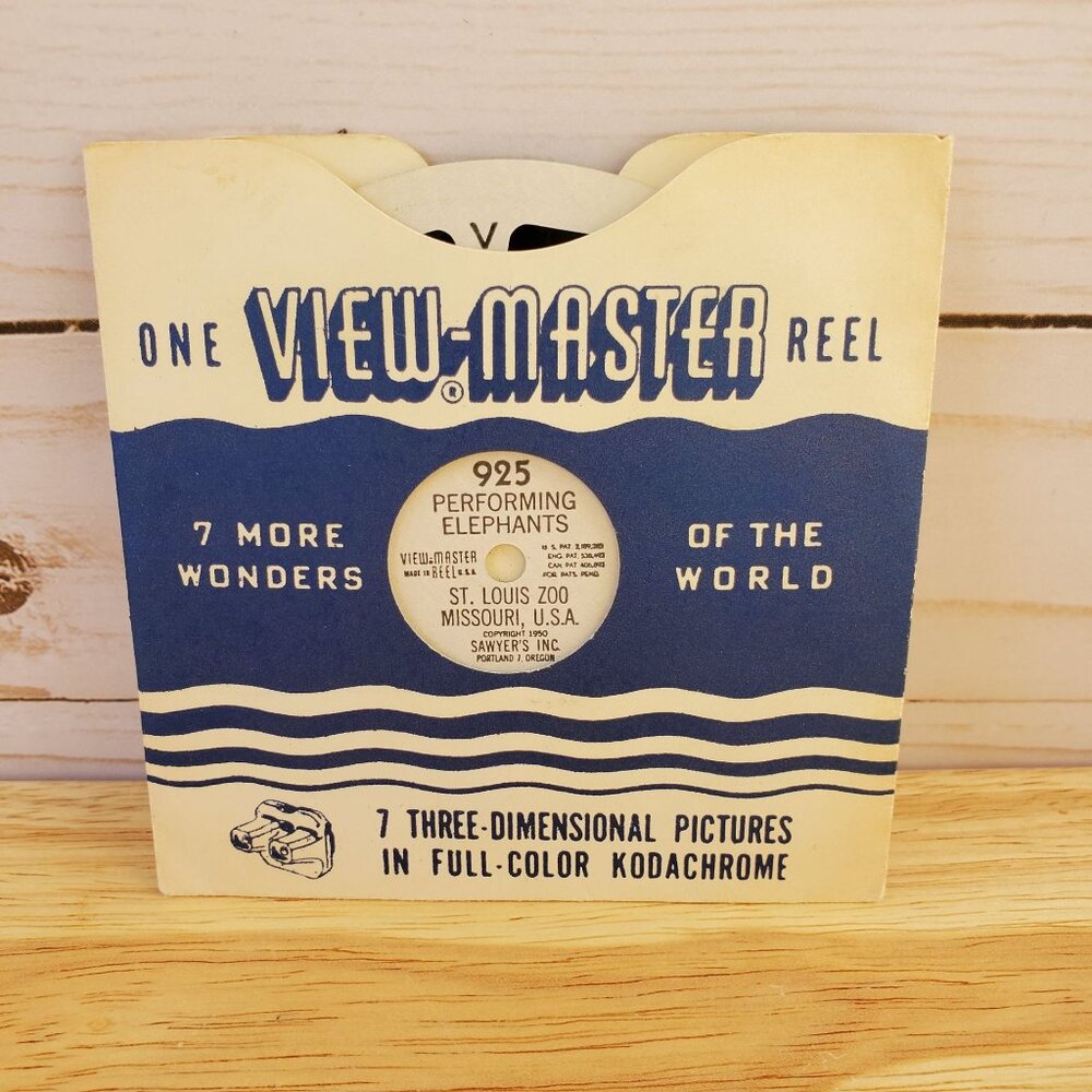 Vintage 1950 View-Master Reel 925 Performing Elephants St. Louis Zoo Kodachrome